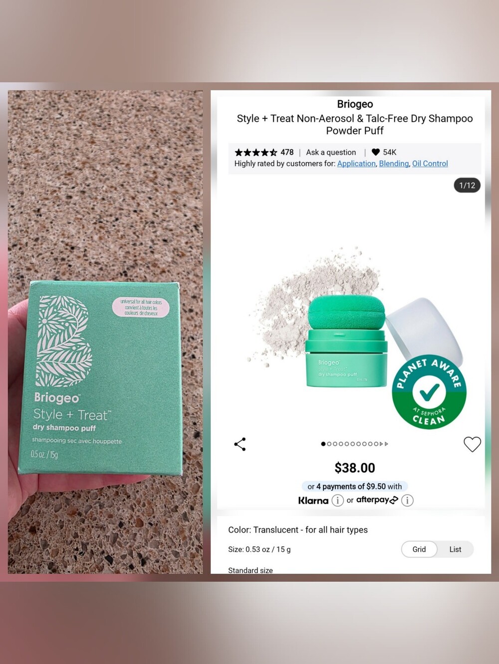 Briogeo Dry Shampoo Powder Puff - transluscent